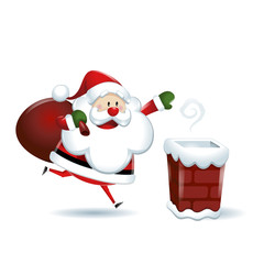 Santa Claus is coming to the chimney in white background