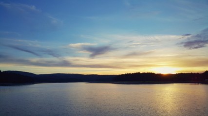 Fototapeta na wymiar Mountain lake panoramic landscape view