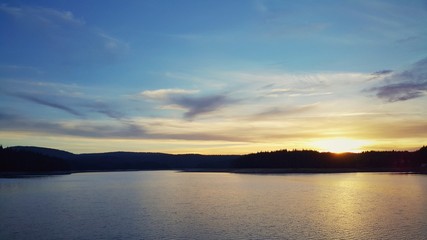 Mountain lake panoramic landscape view