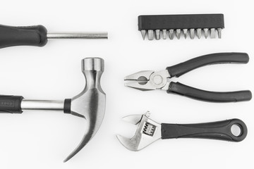 hardware tool set  hammer screwdriver wrench
