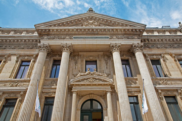 Fototapeta na wymiar Brussels - East portal of The Stock Exchange building - Bourse