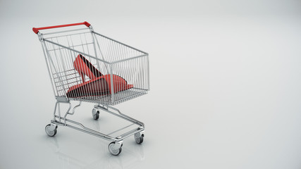 shopping cart with Red shoes