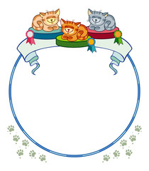 Obraz premium Round frame with three cats