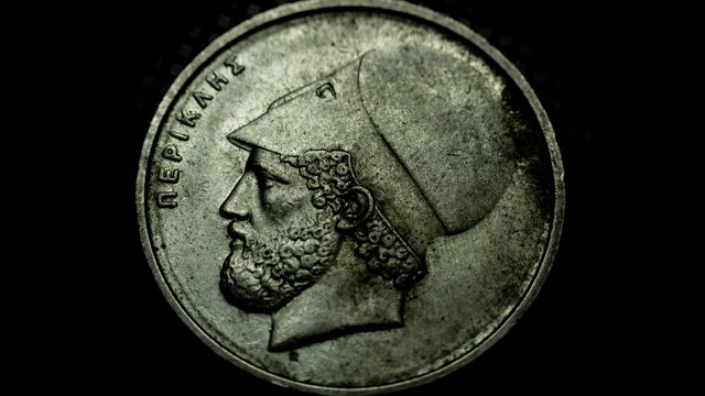 Greek old national coin currency, drachma rotating