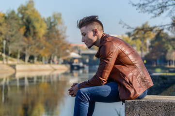 Man in a park, in autumn