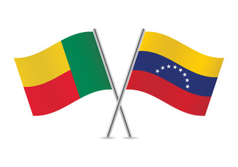 Benin and Venezuela flags. Vector illustration.