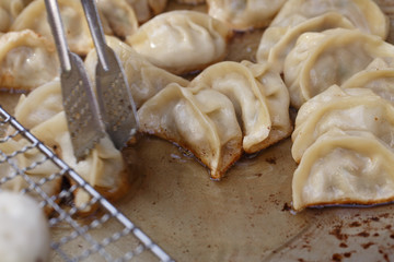 Fried dumpling scene