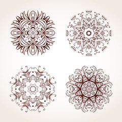 Vector set of decorative round ornaments.