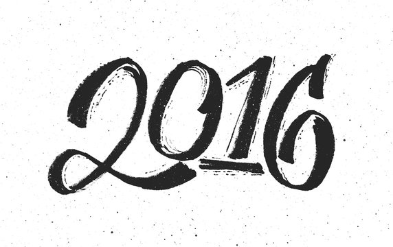 New Year 2016 vintage greeting card 