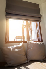 Pillows At The Window With Sunlight