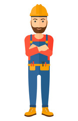 Friendly builder with arms crossed.