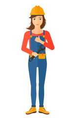 Cheerful repairer with spanner.