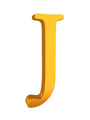 Gold Letter 'J' Alphabet Text