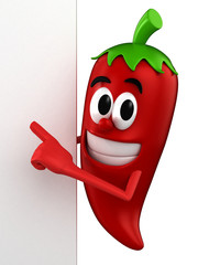 3d render of a chili presenting on a white blank board