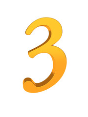 Gold Letter '3' Alphabet Text