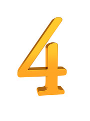 Fototapeta premium Gold Letter '4' Alphabet Text