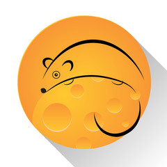 Mouse icon. Cheese icon. Mouse logo.