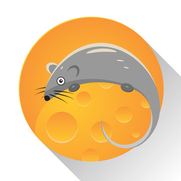 Mouse icon. Cheese icon. Mouse logo.