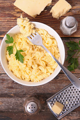 pasta cooked with cream and cheddar cheese