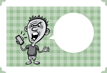 Greeting card with mad mobile phone user
