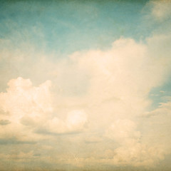 Vintage nature background of sky with cloud, old paper texture