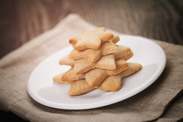 christmas star cookies on plate
