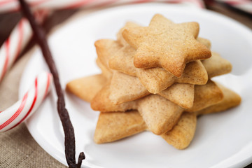 christmas star cookies on plate