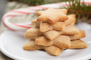 christmas star cookies on plate