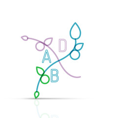 Abstract geometric linear hipster floral icon, frame design, flat style