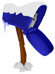 Obraz premium Fairy mailbox with snow isolated on white background