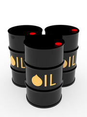 Three black oil barrels