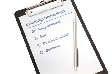 Performance evaluation clipboard german