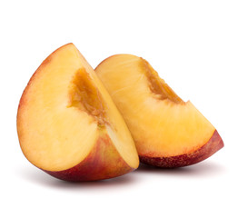 Nectarine fruit slice isolated on white background close up