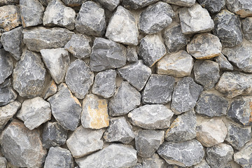 Pattern gray color of modern style design stacked stone wall background, real stone wall surface with cement
