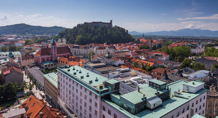 Fototapeta na wymiar Cityscape of the Slovenian capital Ljubljana