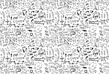 hand-drawn doodle seamless pattern with arrows