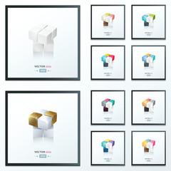 3D Cube abstract design 10 color style