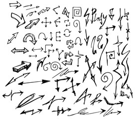 Vector hand drawn arrows set isolated on white