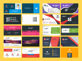 Set of Modern Creative and Clean Business Card Design Print Templates. Flat Style Vector Illustration