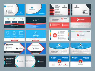 Set of Modern Creative and Clean Business Card Design Print Templates. Flat Style Vector Illustration