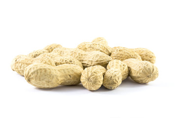 Salted groundnuts isolated on white background