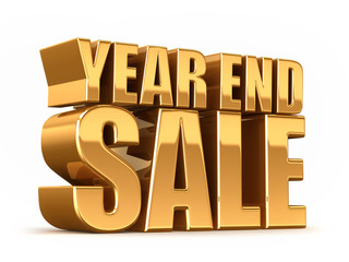 3D render of YEAR END SALE word in gold