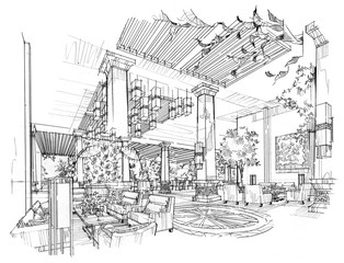 Fototapeta premium lobby design of sketch design- Stock Image