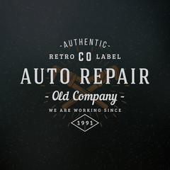 Crossed Adjustable Wrench. Vintage Retro Design Elements for Logotype, Insignia, Badge, Label. Business Sign Template. Textured Background