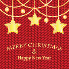  Poster for  New Year with  Christmas decorations on the knitted