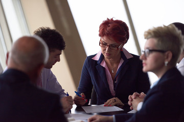 business people group sign contract