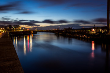 Der Hamburger Oberhafen an einem Wintermorgen