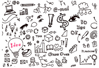 doodle pattern seamless with business sketch