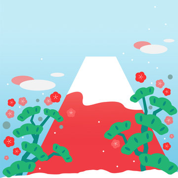 富士山 富士 山 赤 赤富士 イラスト 明るい 可愛い Fuji Fujiyama Stock Illustration Adobe Stock