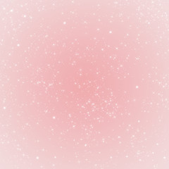 Soft pink winter holidays greeting card background with shiny stars and lights. Rose Quartz colored background. - 97421554